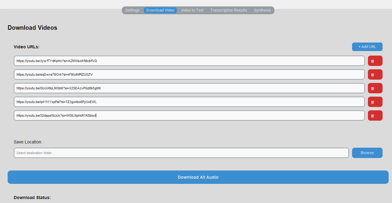 Interface de téléchargement